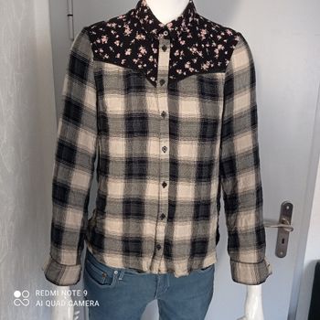 Chemise carreaux fleurs t36
