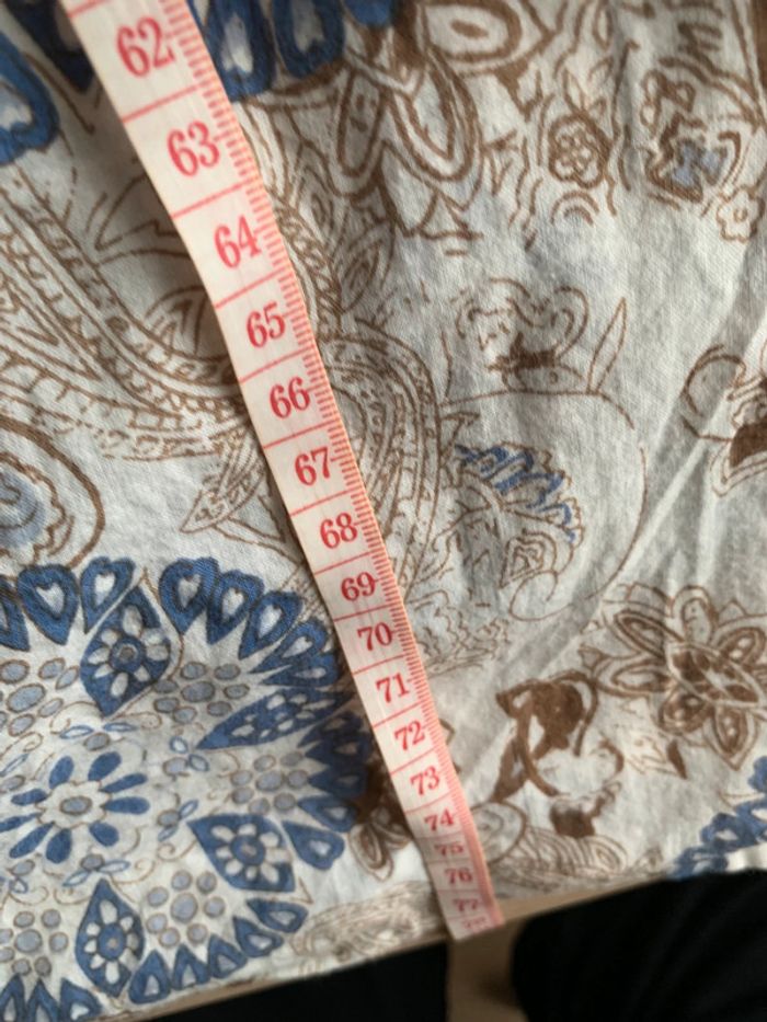 Robe tunique fleurs marrons bleu crème L - photo numéro 13