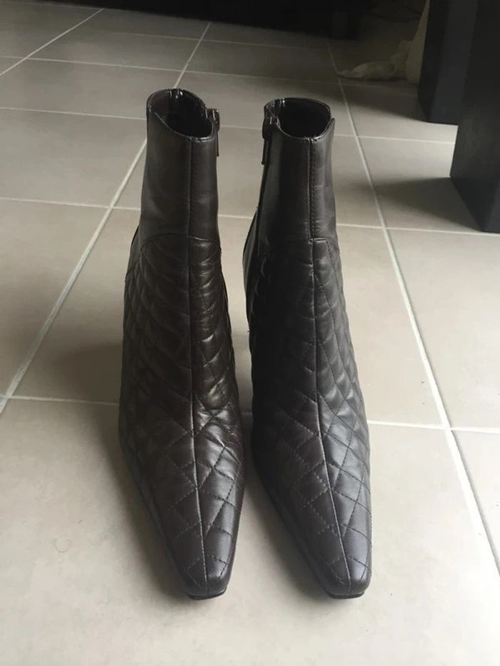 Bottines boots simili-cuir talon matelassée marron foncé T 39 - photo numéro 3