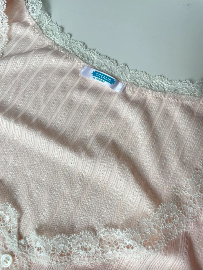 Débardeur fluide taille XL rose à dentelle blanche Océalis Damart - photo numéro 2