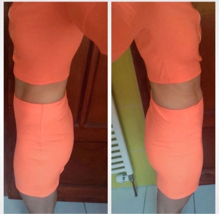 Ensemble croq top et jupe femme orange - photo numéro 14
