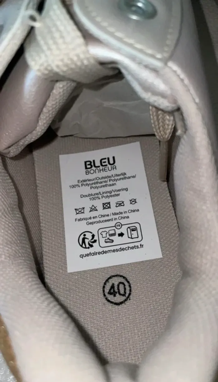 Baskets Neuves Bleu Bonheur Taille 40 - Effet Satiné Champagne - photo numéro 3
