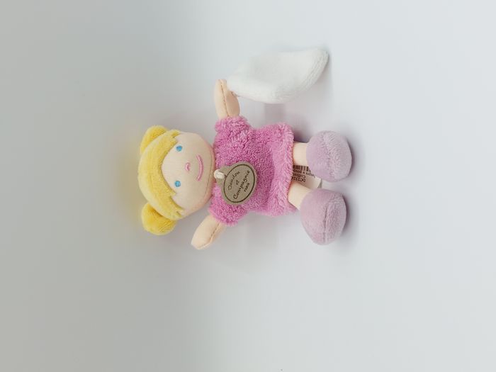 Petite poupée rose mouchoir blanc DOUDOU ET COMPAGNIE DC2324 beige jaune 13 cm