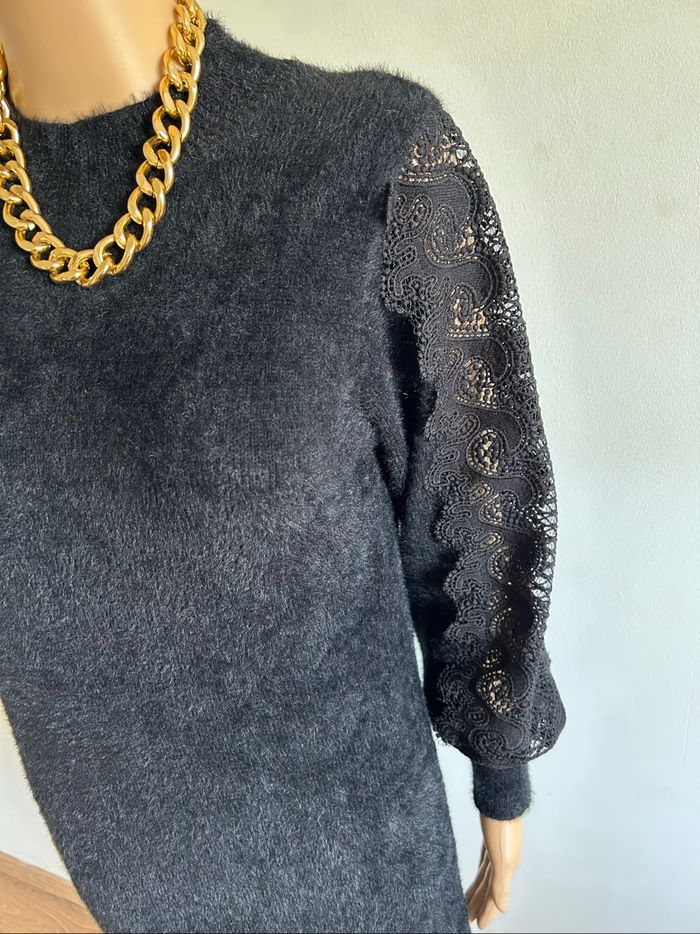 Robe pull noire avec dentelle Fashion taille unique jamais portée - photo numéro 4