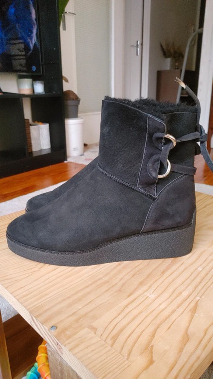 Boots bottine fourré véritable nubuk daim - photo numéro 2