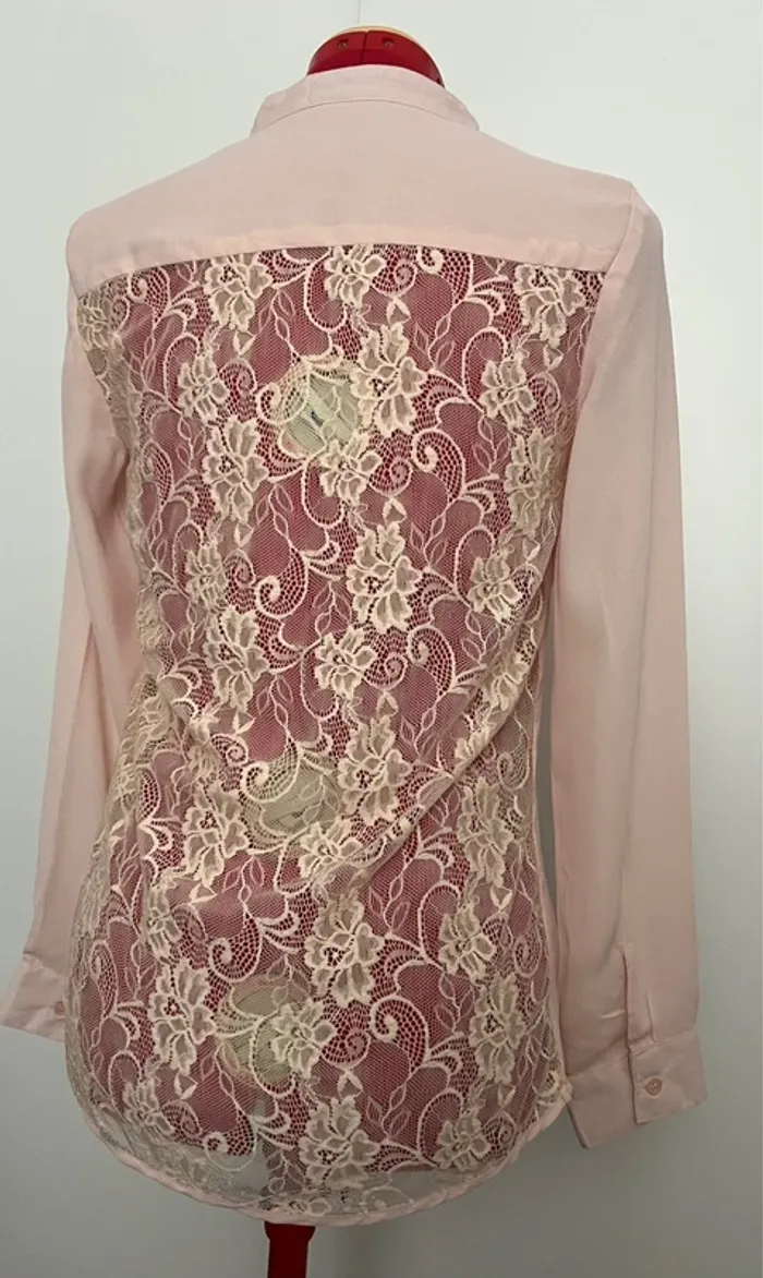 Blouse manches longues rose pale dos dentelle So Essential - photo numéro 5
