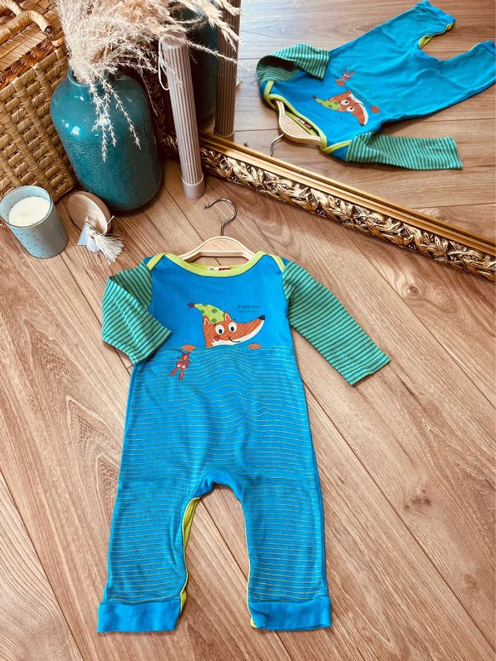 Taille 6 mois pyjama d’été sans pied garçon DPAM bleu et vert * renard * 💙