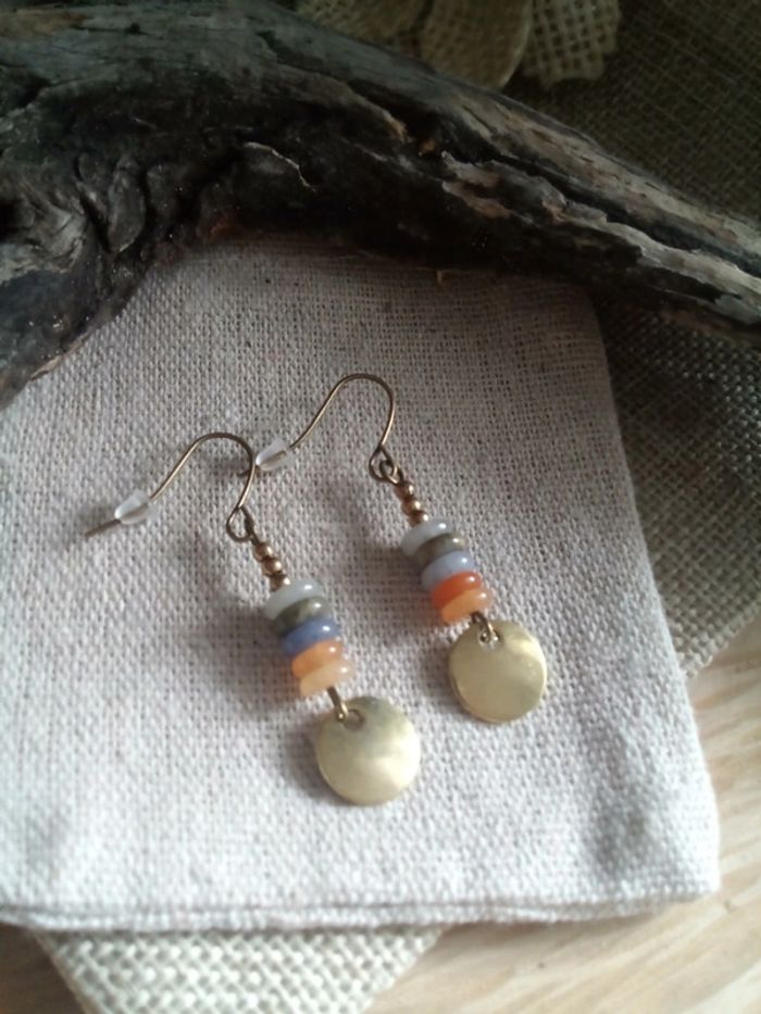 Boucles d'oreilles rétro vintages pierres naturelles