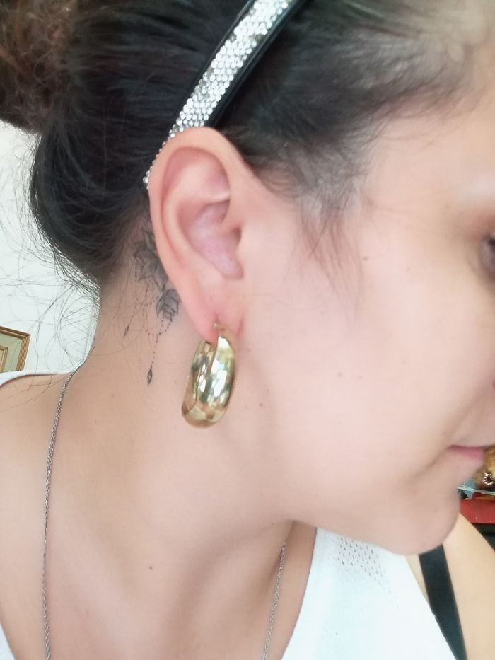 Orecchini cerchio argento dorato color oro giallo, placcato 18 kt? Stile gitana - photo numéro 8