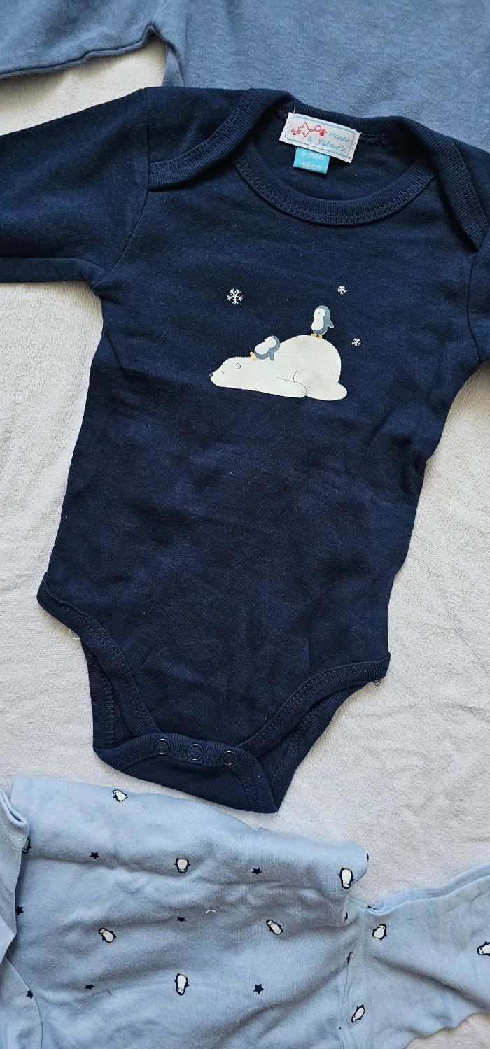 Lot de 3 bodies bébé à manches longues – Neufs – Thème hiver / pingouins - photo numéro 5