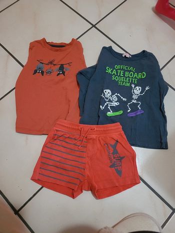 2 tee-shirts manches longues halloween et short orange