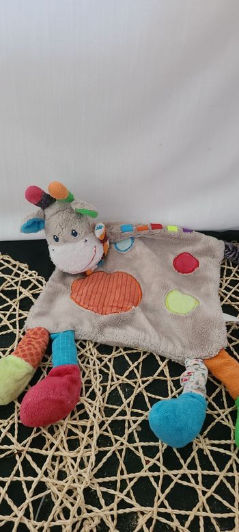 Doudou plat girafe SIMBA TOYS NICOTOY gris rond multicolore