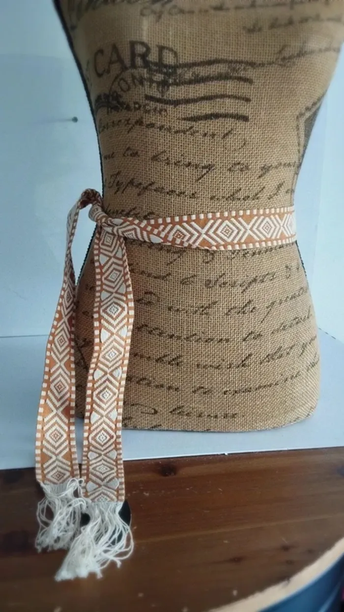 Ceinture tissu souple marron et créme