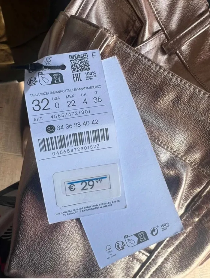 Superbe pantalon droit dorée - neuf - taille 32 - photo numéro 3
