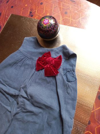 Robe bleu à nœuds rouge 18 mois