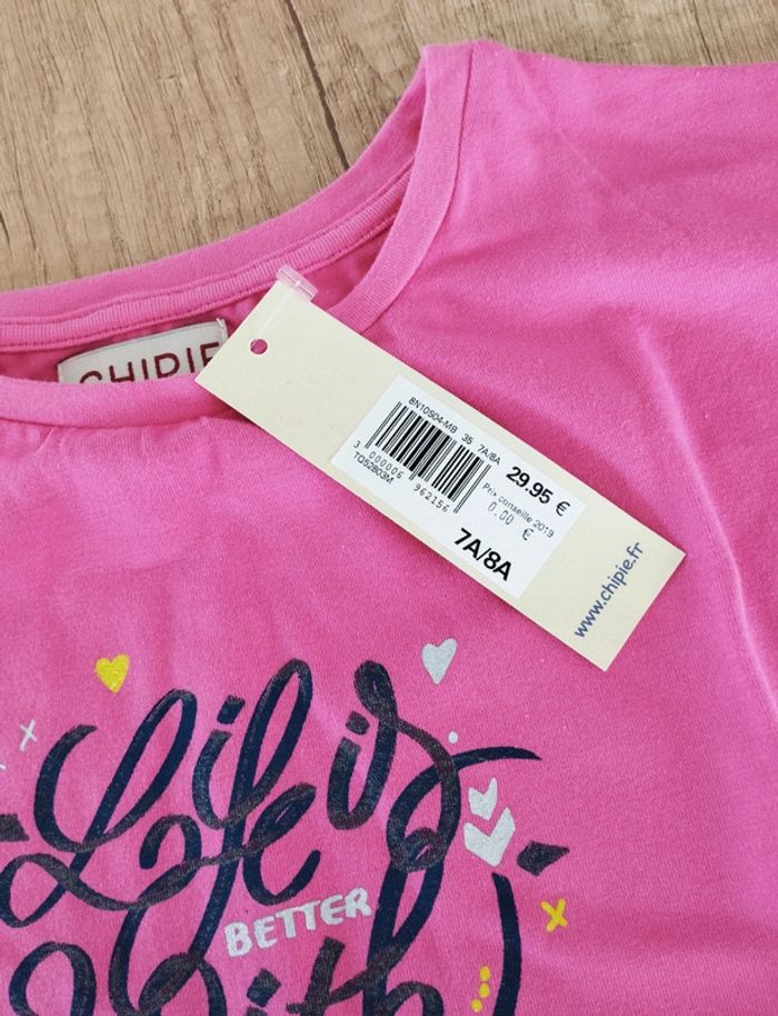 T-shirt manches courtes fille rose fuschia taille 7/8 ans Chipie - photo numéro 2