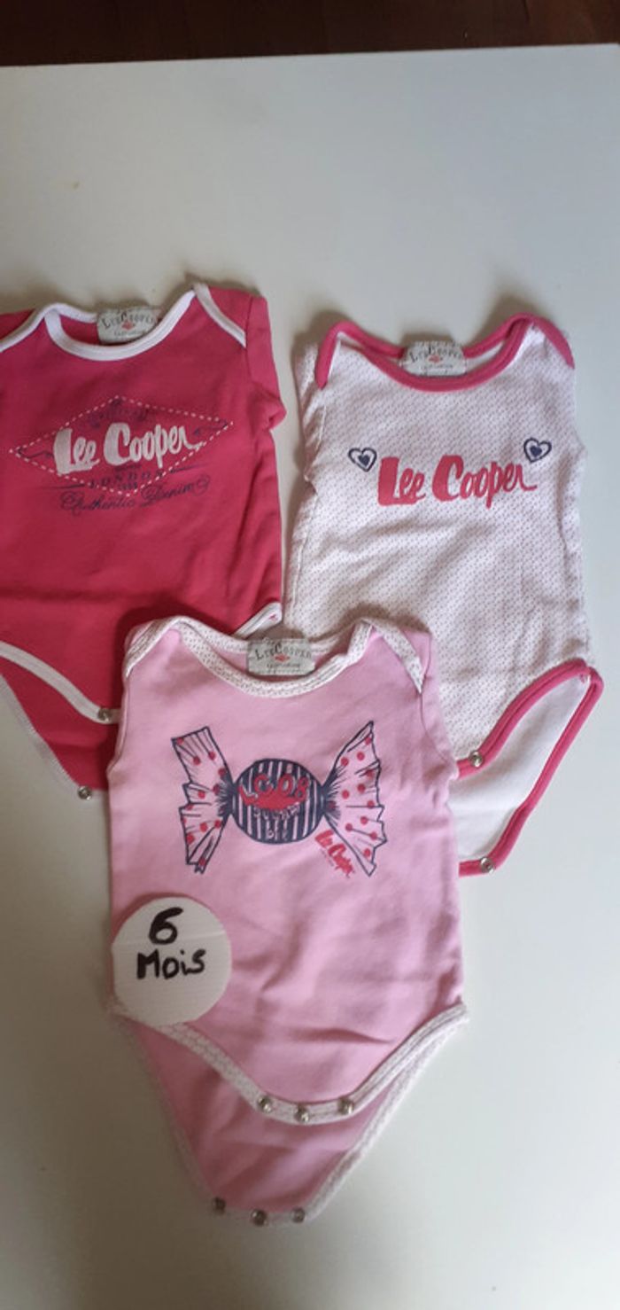 Lot de 3 bodies coton lee cooper manches longues 6 mois fille - photo numéro 12