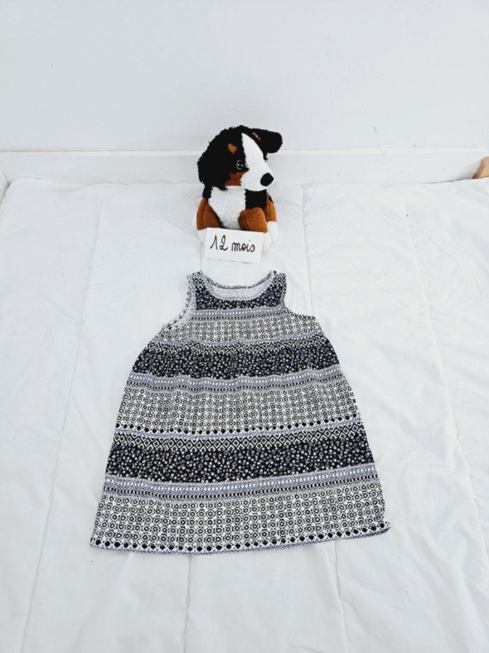 Robe à bretelles noir et gris bébé fille 12 mois 1 an