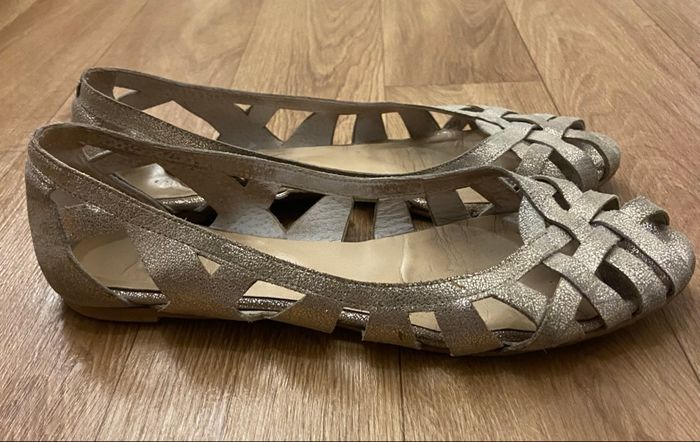 Ballerines ajourées platine cuir 38 - photo numéro 4