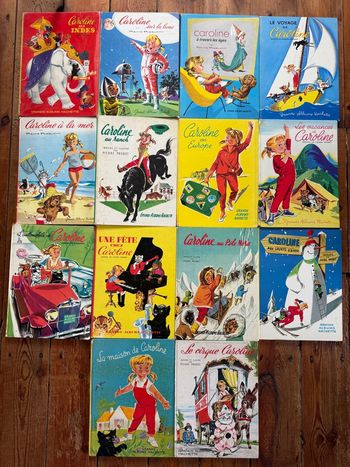 Bon état - 14 Livres Caroline années 50/60 Lot Grands albums Hachette Pierre Probst