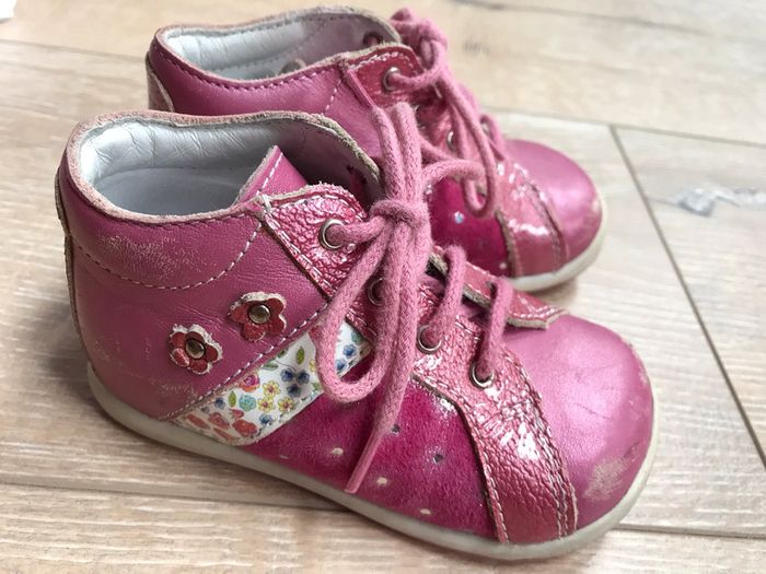 Chaussures premiers pas bébé fille 20 bopy rose à lacets - photo numéro 2