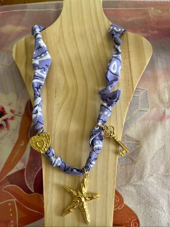 Collier bandana mauve