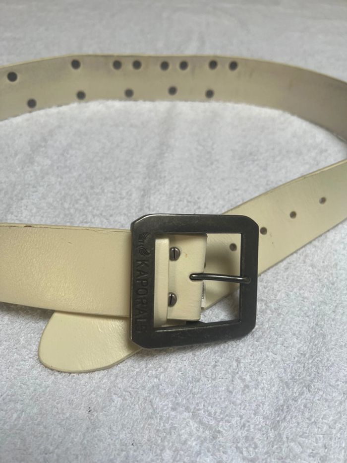 ceinture kaporal cuir blanc taille 95 en bon etat - photo numéro 4