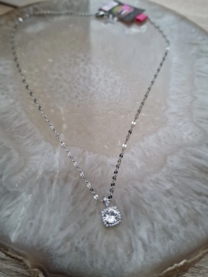 Collier Ras Coup Acier Argenté Zirconiums - photo numéro 18