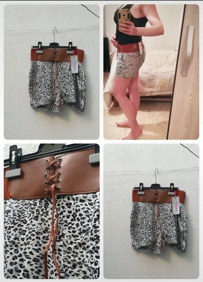 Short léger imprimé Léopard noir blanc neuf
