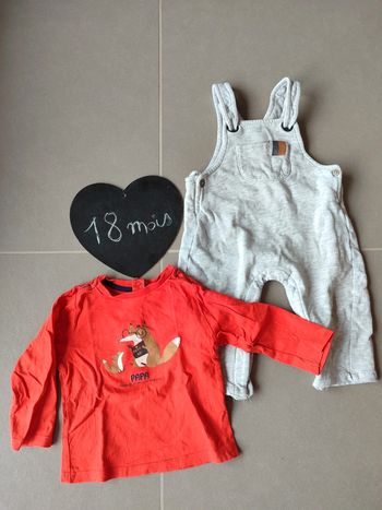 Ensemble salopette t-shirt manches longues