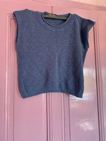 pull bleu coton court taille 44