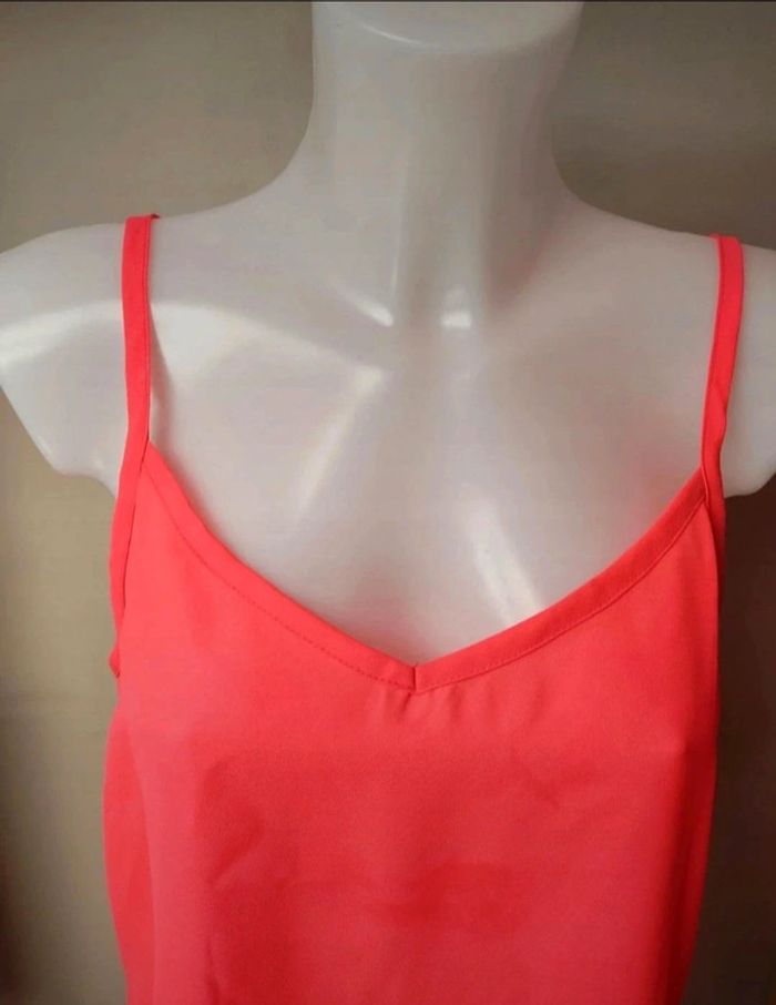 🌺Joli top voile corail fluo neuf - K Woman taille 40🌺 - photo numéro 2