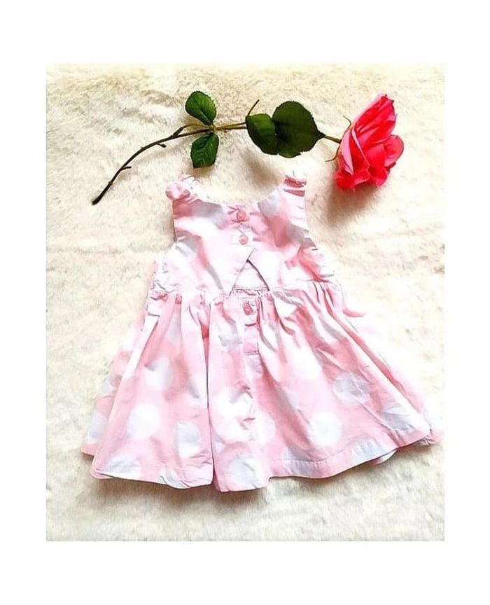 Robe rose été à gros pois blancs en coton bébé fille 3 mois - photo numéro 2