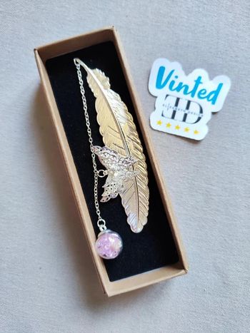 Marque page plume argenté