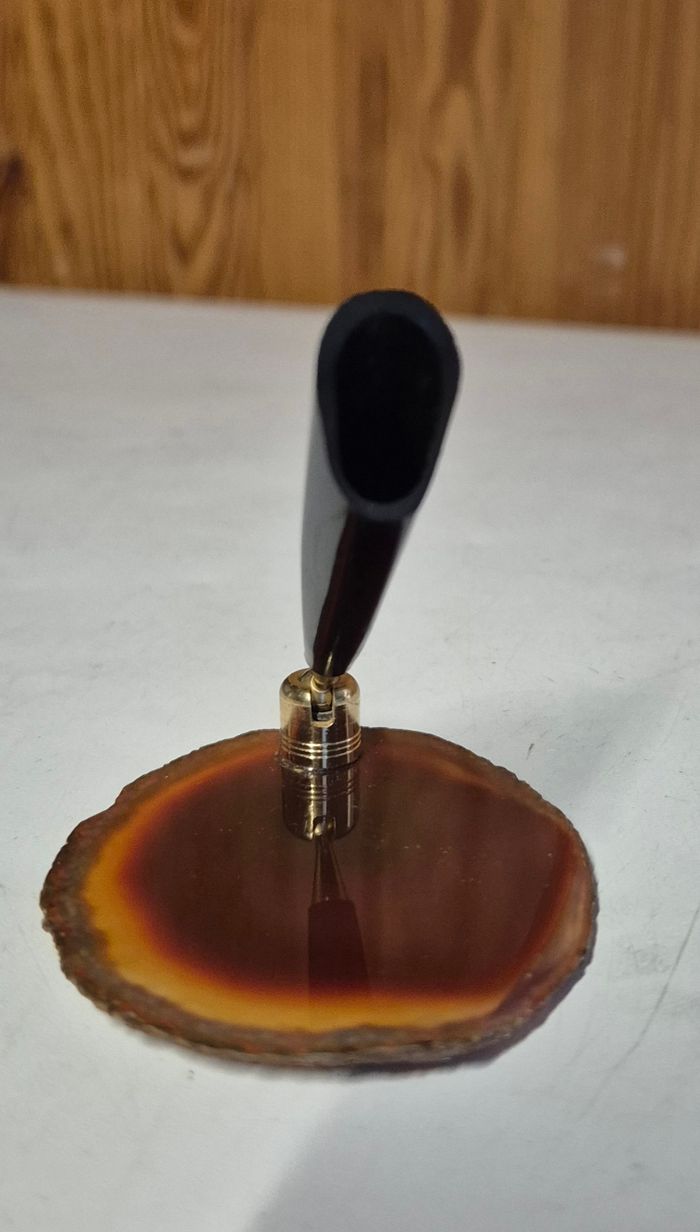 Porte-stylo vintage sur socle en agate polie accessoire bureau - photo numéro 4