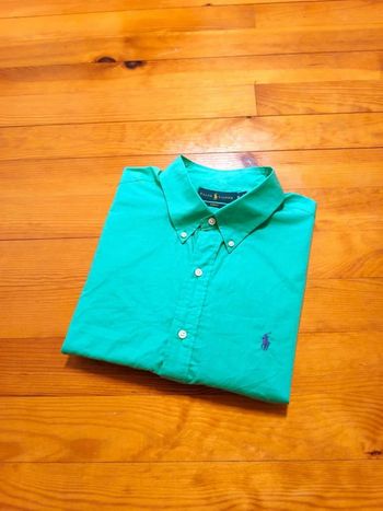 Chemise Ralph Lauren - Slim Fit - Logo brodé violet - Vert clair - Taille XL