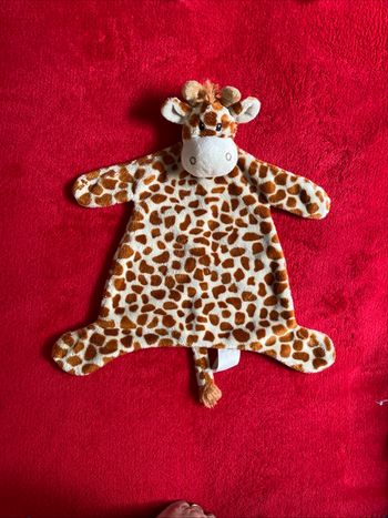 Kimbaloo la halle doudou vache girafe Ecru taches marron roux 40 cm TTBE 