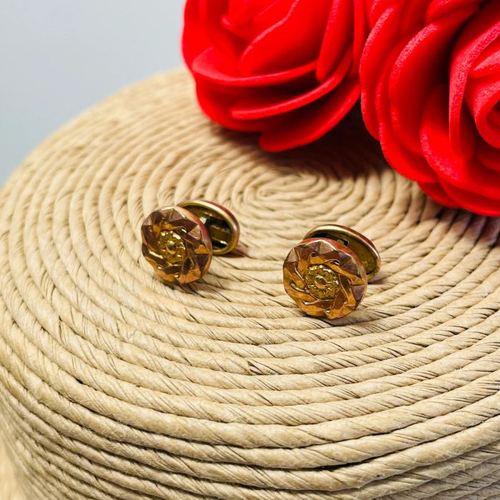 🔥 Rare boutons de manchettes vintage. Rond motifs fleuri. - photo numéro 10