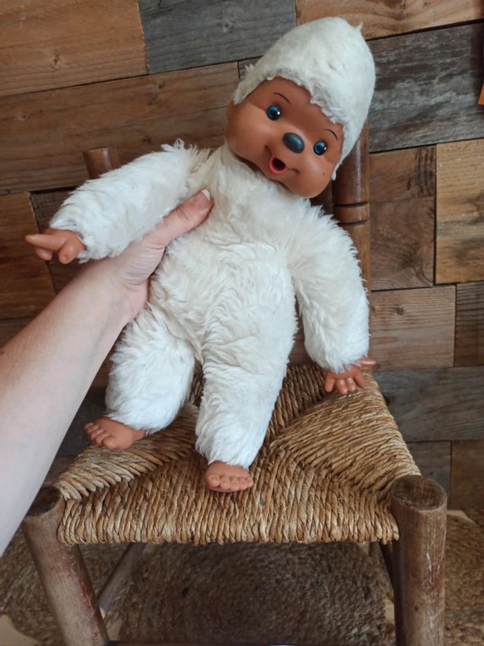 Peluche singe tiemi kiki blanc tbe vintage - photo numéro 5