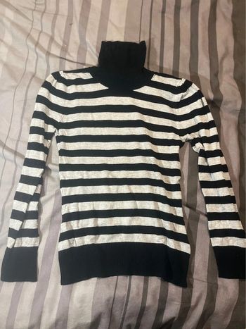 Pull rayé gris noir neuf