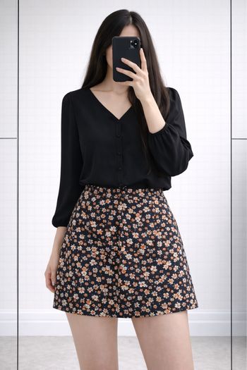 Jupe Fleurie A Bouton