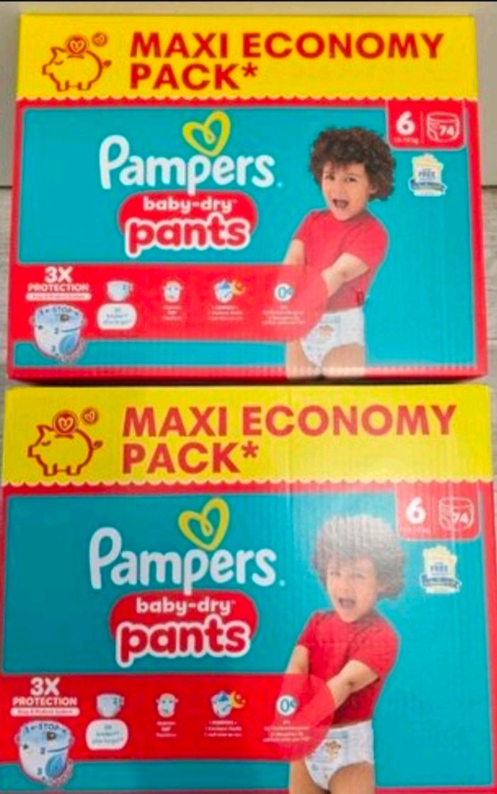 🍼 Pampers Baby-Dry – Taille 6 (13–19 kg) – Lot 2x74 couches – Neuf