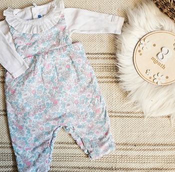 Ensemble bodie col salopette style liberty jacadi 3 mois