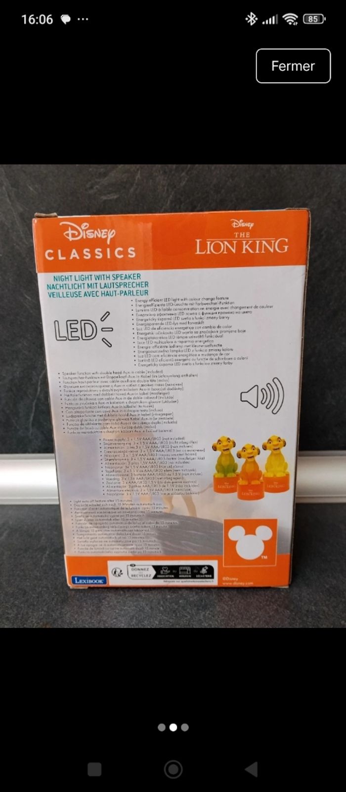 Veilleuse Roi Lion Simba disney avec haut-parleur - photo numéro 2