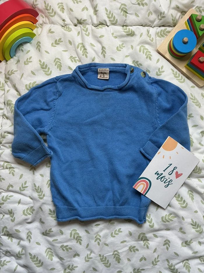 Pull léger col rond bleu 18 mois boite à malices - photo numéro 2