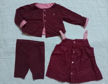 Obaïbi ensemble 3 pièces gilet legging blouse 3 mois