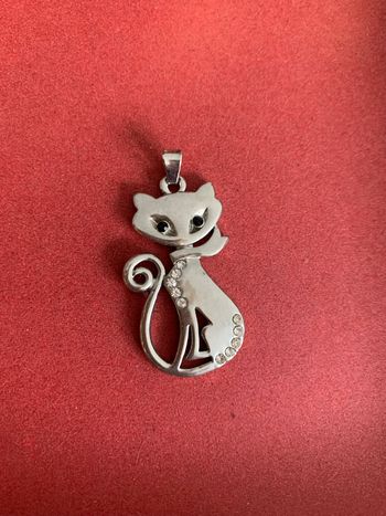 Pendentif chat argenté