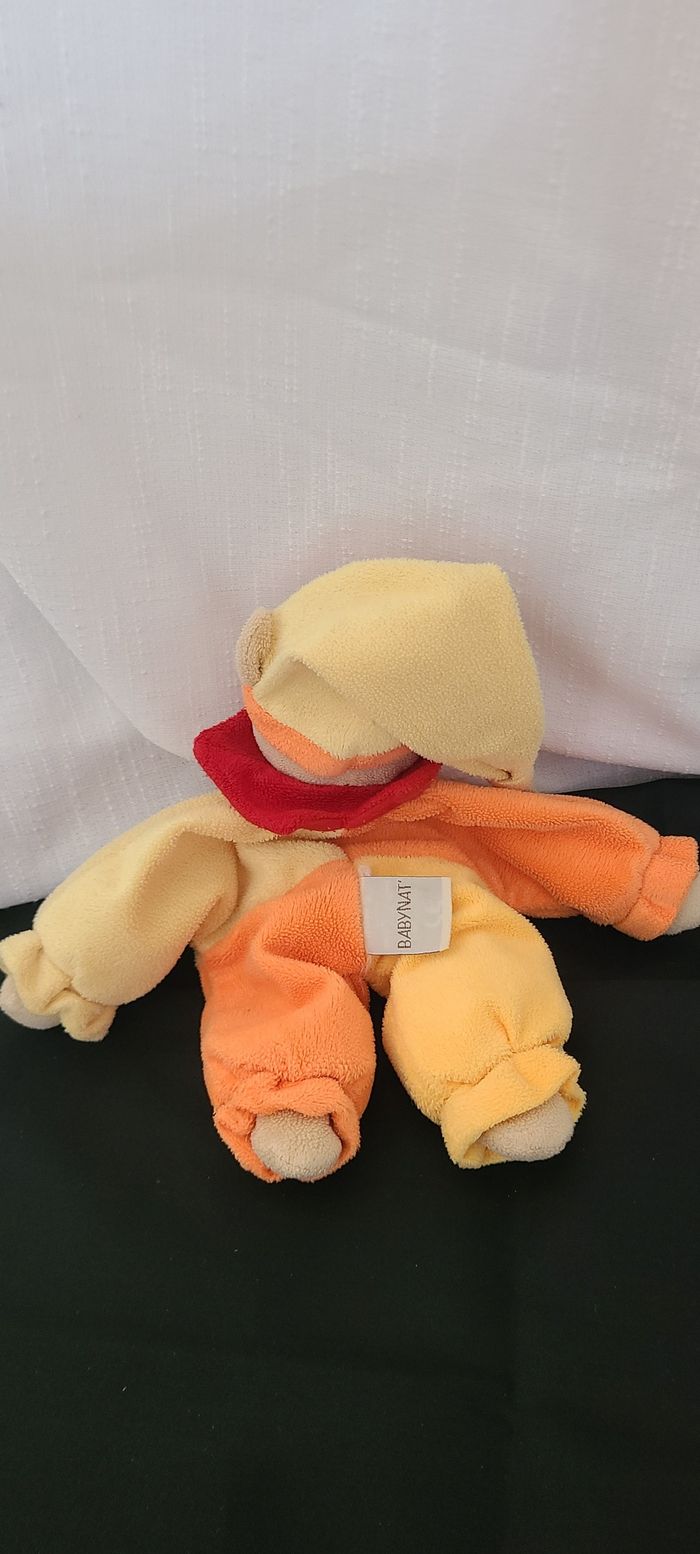 Doudou Ours Babynat Baby Nat' - Bonnet Jaune - photo numéro 3