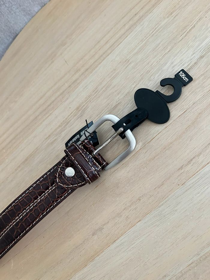 Ceinture en cuir marron taille 105 cm - photo numéro 3