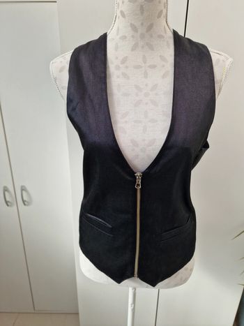 Gilets De Costume Noir Avec Zip